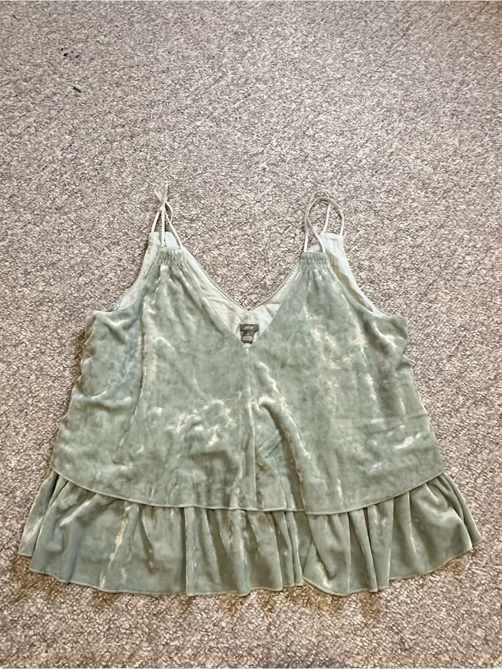 EUC Aerie Mint Gree Crushed Velvet Tank Top—Small